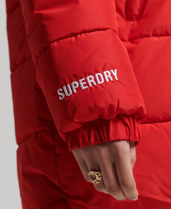 Superdry jachetă puf sport cu paragate îmbrăcăminte roșu femei JX0Z5640