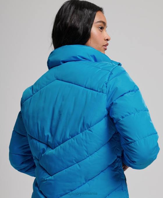 Superdry jachetă puf sport fără glugă îmbrăcăminte albastru femei JX0Z3705