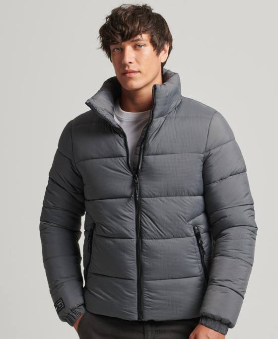 Superdry jachetă puf sport fără glugă îmbrăcăminte gri bărbați JX0Z1022