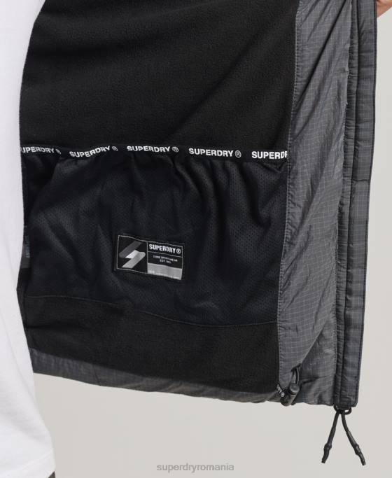 Superdry jachetă puf sport fără glugă îmbrăcăminte gri bărbați JX0Z1022