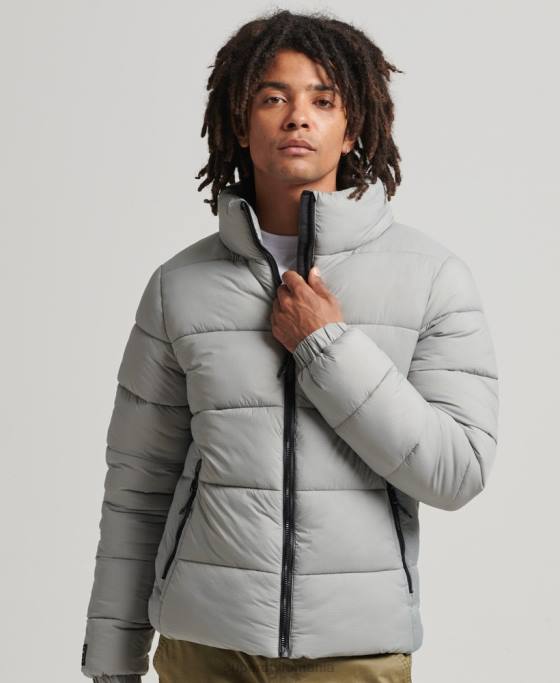 Superdry jachetă puf sport fără glugă îmbrăcăminte gri deschis bărbați JX0Z1059
