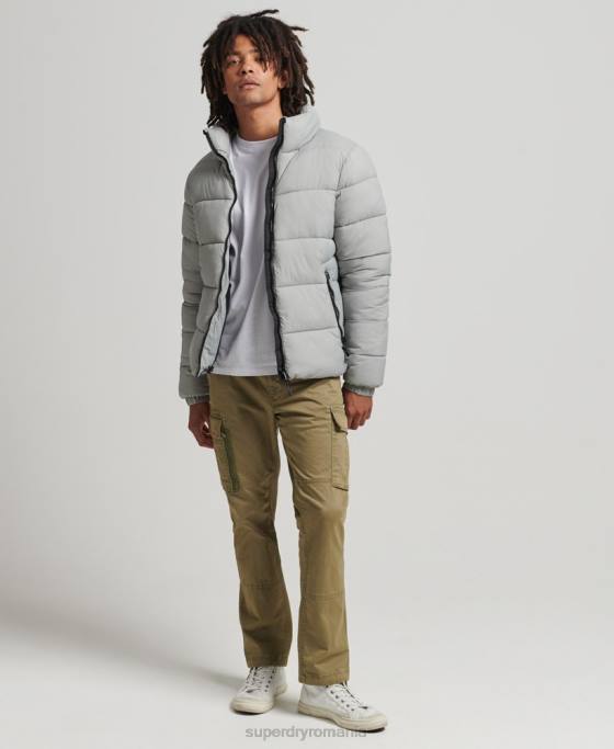 Superdry jachetă puf sport fără glugă îmbrăcăminte gri deschis bărbați JX0Z1059