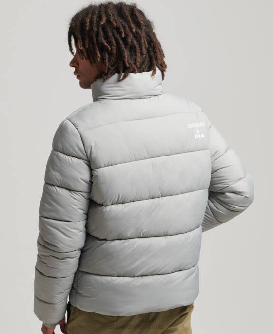 Superdry jachetă puf sport fără glugă îmbrăcăminte gri deschis bărbați JX0Z1059
