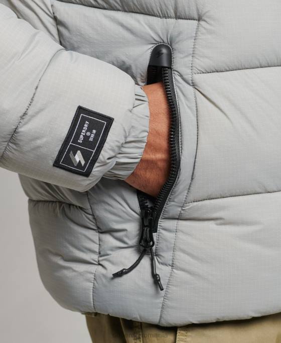 Superdry jachetă puf sport fără glugă îmbrăcăminte gri deschis bărbați JX0Z1059