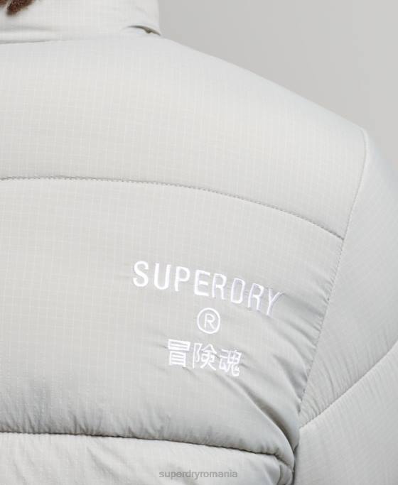 Superdry jachetă puf sport fără glugă îmbrăcăminte gri deschis bărbați JX0Z1059