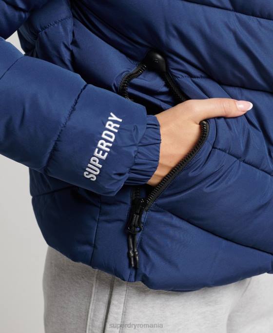 Superdry jachetă puf sport fără glugă îmbrăcăminte marina femei JX0Z3760