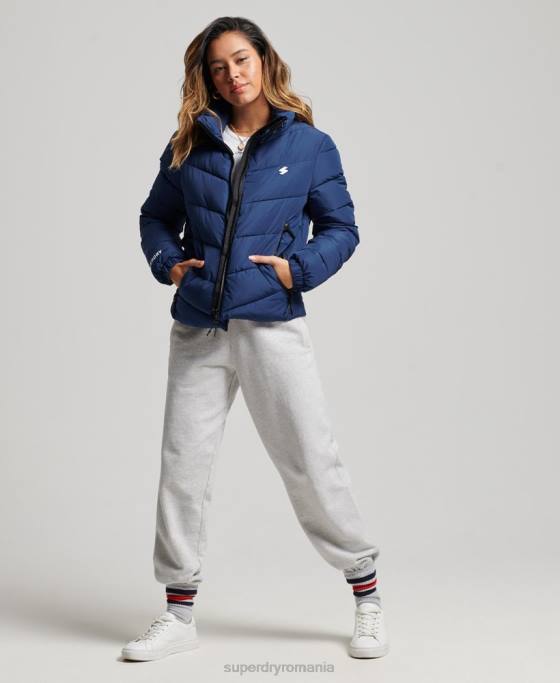 Superdry jachetă puf sport fără glugă îmbrăcăminte marina femei JX0Z3760