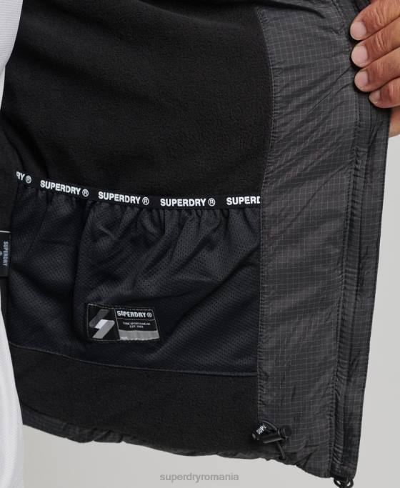 Superdry jachetă puf sport fără glugă îmbrăcăminte negru bărbați JX0Z997