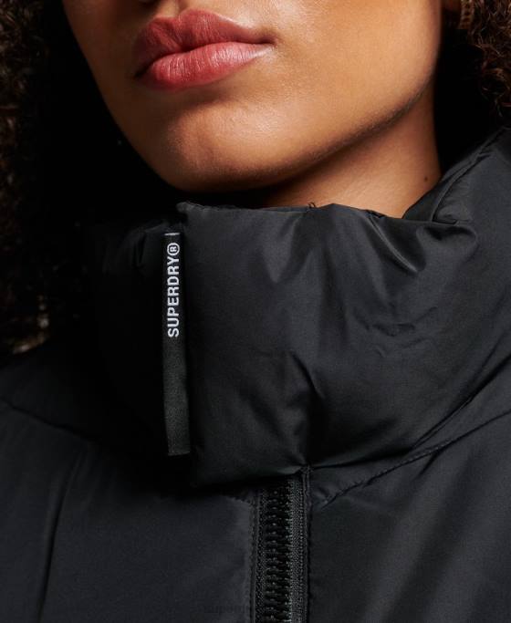 Superdry jachetă puf sport fără glugă îmbrăcăminte negru femei JX0Z3800