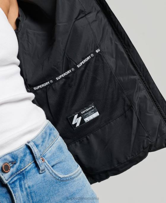 Superdry jachetă puf sport fără glugă îmbrăcăminte negru femei JX0Z3800