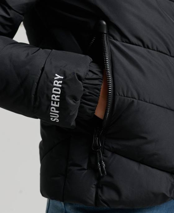 Superdry jachetă puf sport fără glugă îmbrăcăminte negru femei JX0Z3800
