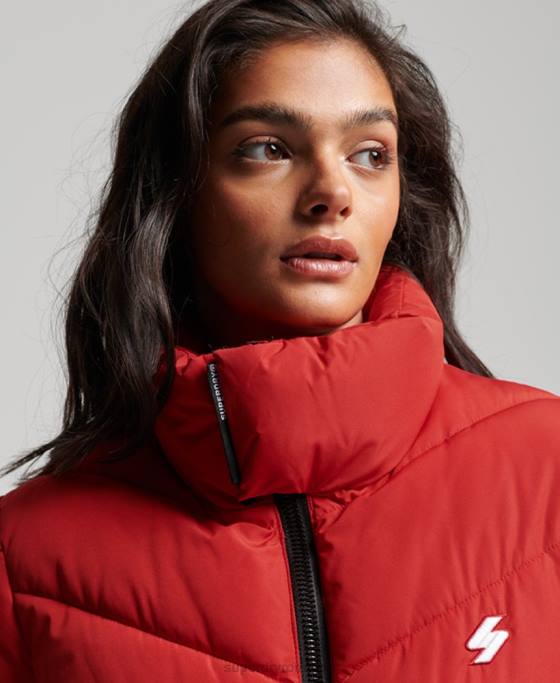 Superdry jachetă puf sport fără glugă îmbrăcăminte roșu femei JX0Z3761