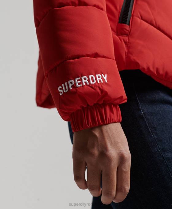 Superdry jachetă puf sport fără glugă îmbrăcăminte roșu femei JX0Z3761