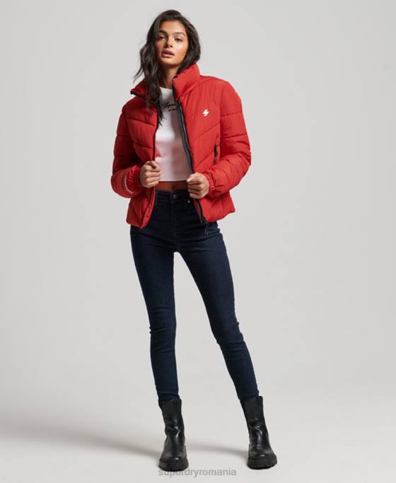 Superdry jachetă puf sport fără glugă îmbrăcăminte roșu femei JX0Z3761