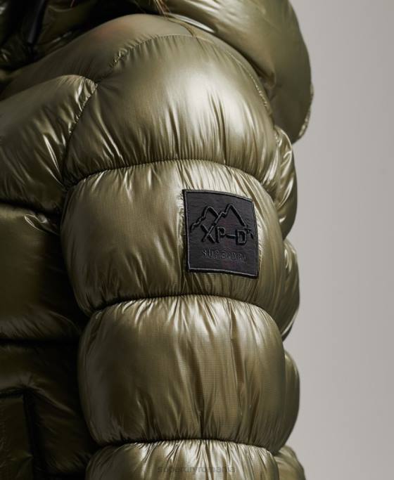 Superdry jachetă puf sport lucioasă cu glugă îmbrăcăminte verde femei JX0Z3691