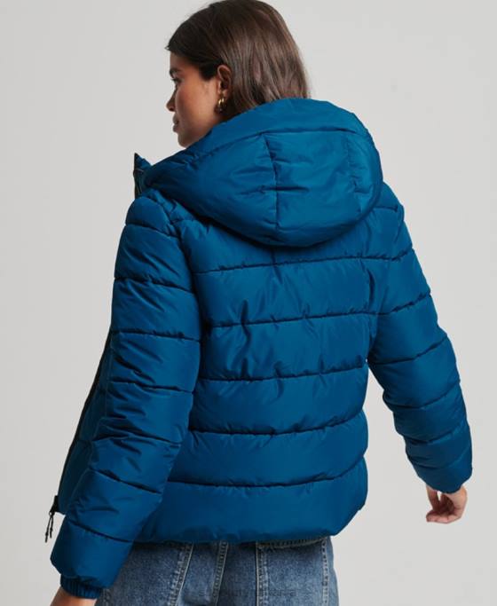 Superdry jachetă puf sport spirit cu glugă îmbrăcăminte albastru femei JX0Z3723