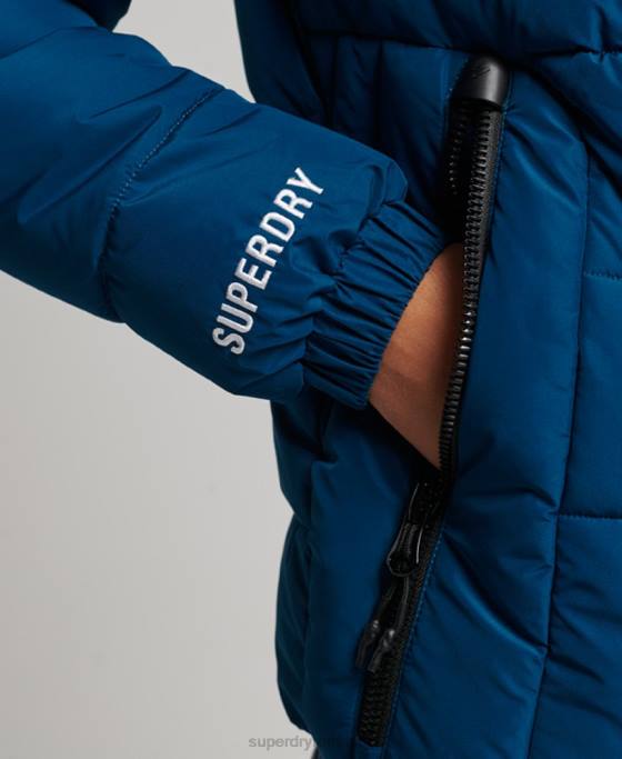 Superdry jachetă puf sport spirit cu glugă îmbrăcăminte albastru femei JX0Z3723