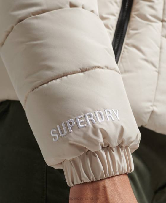 Superdry jachetă puf sport spirit cu glugă îmbrăcăminte bej femei JX0Z3725