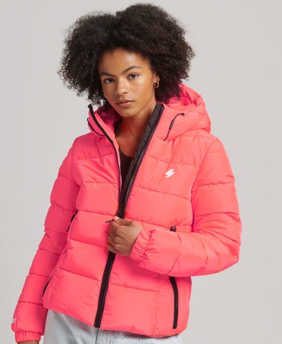 Superdry jachetă puf sport spirit cu glugă îmbrăcăminte coral femei JX0Z3698