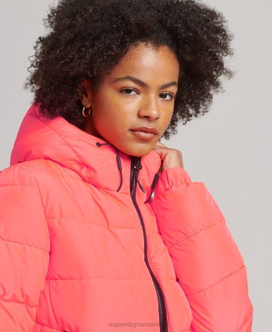 Superdry jachetă puf sport spirit cu glugă îmbrăcăminte coral femei JX0Z3698
