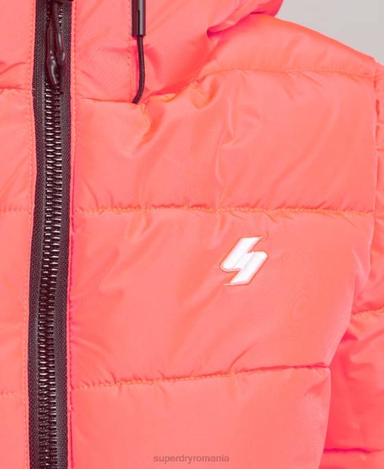 Superdry jachetă puf sport spirit cu glugă îmbrăcăminte coral femei JX0Z3698