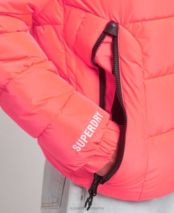 Superdry jachetă puf sport spirit cu glugă îmbrăcăminte coral femei JX0Z3698