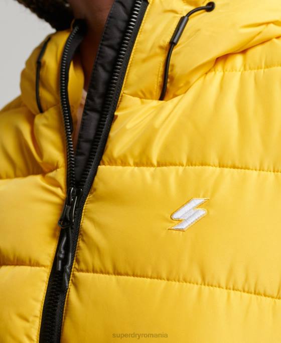 Superdry jachetă puf sport spirit cu glugă îmbrăcăminte galben femei JX0Z3758