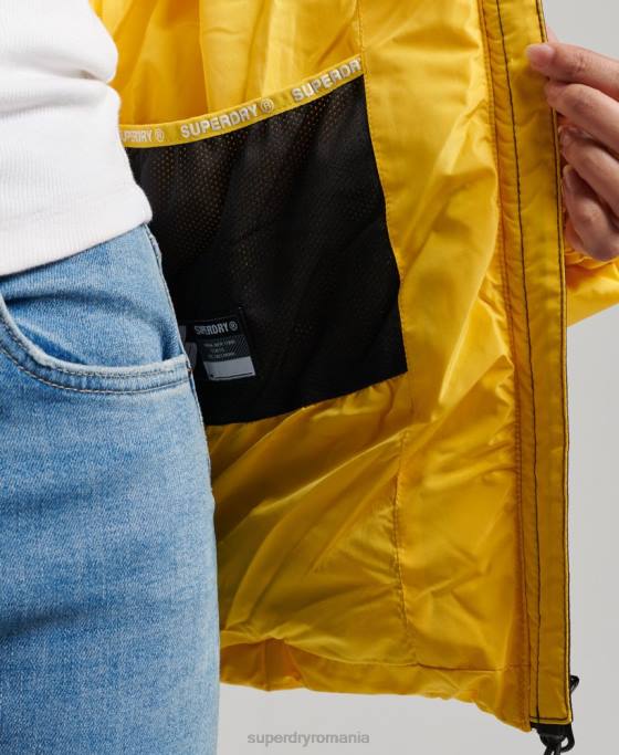 Superdry jachetă puf sport spirit cu glugă îmbrăcăminte galben femei JX0Z3758