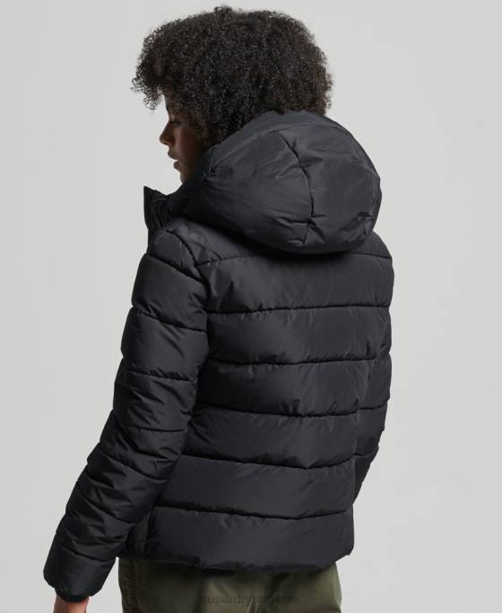 Superdry jachetă puf sport spirit cu glugă îmbrăcăminte negru femei JX0Z3739
