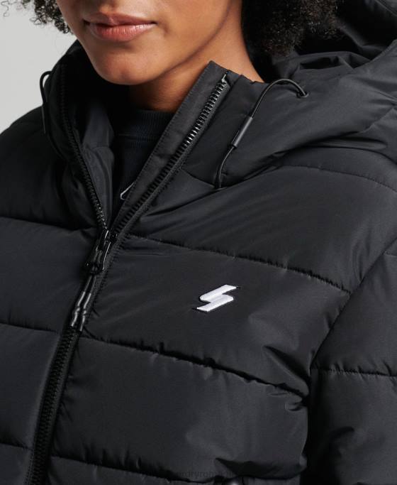 Superdry jachetă puf sport spirit cu glugă îmbrăcăminte negru femei JX0Z3739