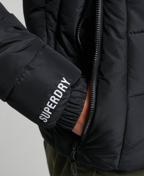 Superdry jachetă puf sport spirit cu glugă îmbrăcăminte negru femei JX0Z3739
