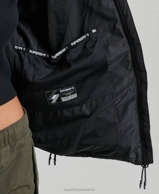 Superdry jachetă puf sport spirit cu glugă îmbrăcăminte negru femei JX0Z3739
