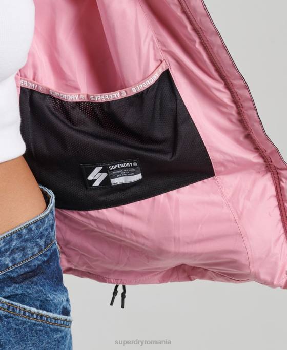 Superdry jachetă puf sport spirit cu glugă îmbrăcăminte roz femei JX0Z3802
