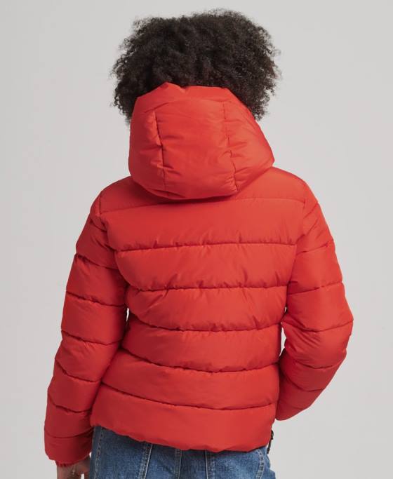 Superdry jachetă puf sport spirit cu glugă îmbrăcăminte roșu femei JX0Z3612