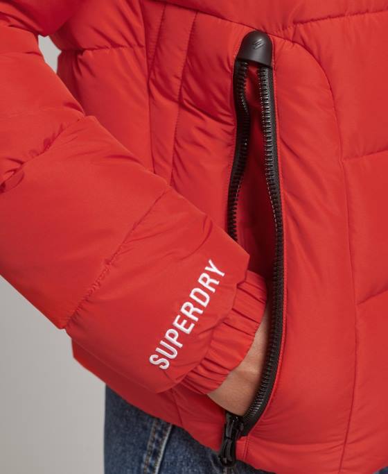 Superdry jachetă puf sport spirit cu glugă îmbrăcăminte roșu femei JX0Z3612
