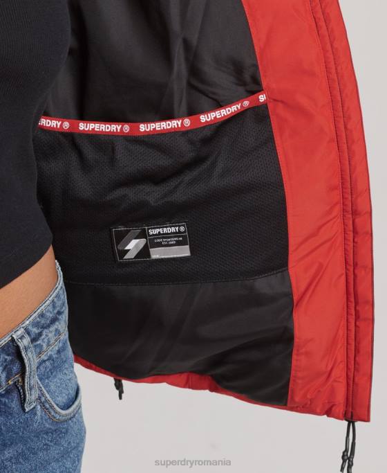 Superdry jachetă puf sport spirit cu glugă îmbrăcăminte roșu femei JX0Z3612