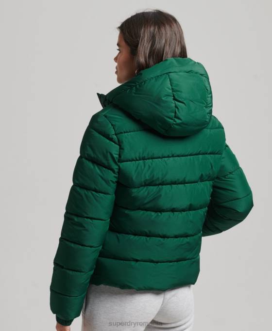 Superdry jachetă puf sport spirit cu glugă îmbrăcăminte verde femei JX0Z3724