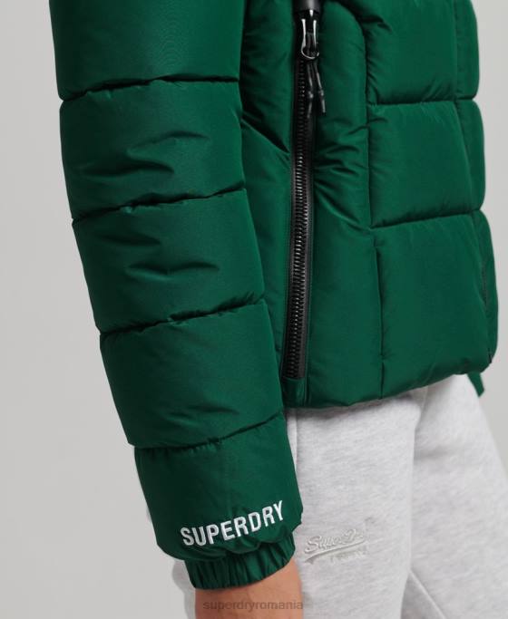 Superdry jachetă puf sport spirit cu glugă îmbrăcăminte verde femei JX0Z3724