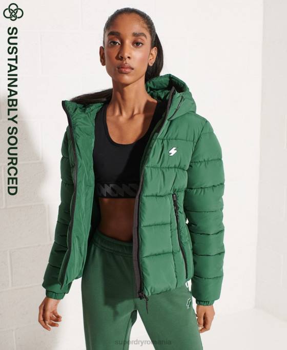 Superdry jachetă puf sport spirit cu glugă îmbrăcăminte verde femei JX0Z3801