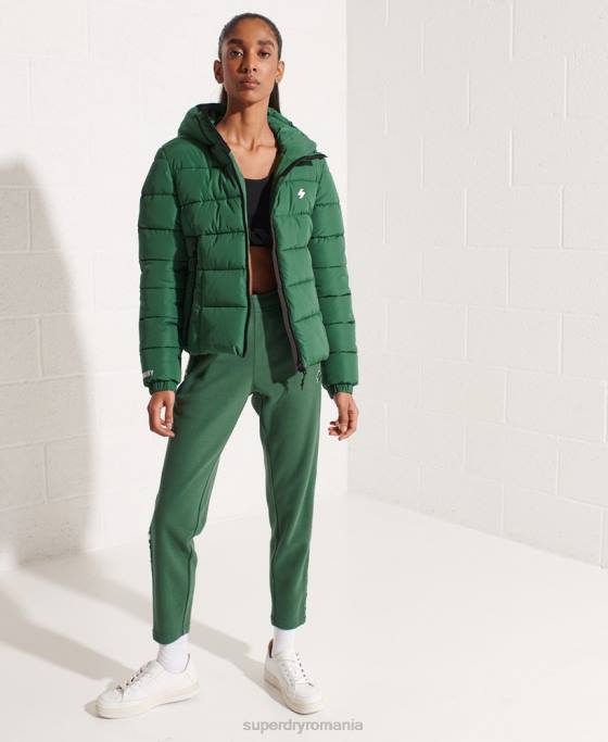 Superdry jachetă puf sport spirit cu glugă îmbrăcăminte verde femei JX0Z3801