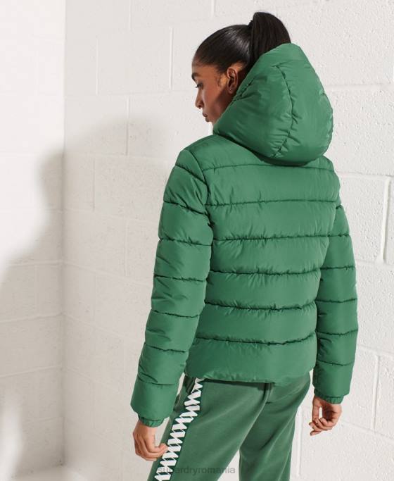 Superdry jachetă puf sport spirit cu glugă îmbrăcăminte verde femei JX0Z3801
