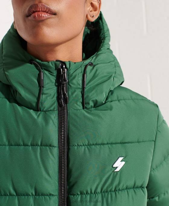 Superdry jachetă puf sport spirit cu glugă îmbrăcăminte verde femei JX0Z3801