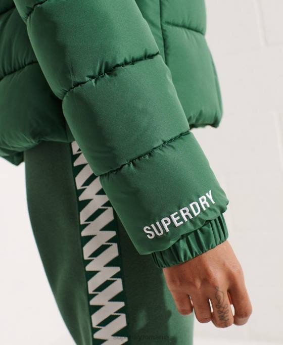 Superdry jachetă puf sport spirit cu glugă îmbrăcăminte verde femei JX0Z3801