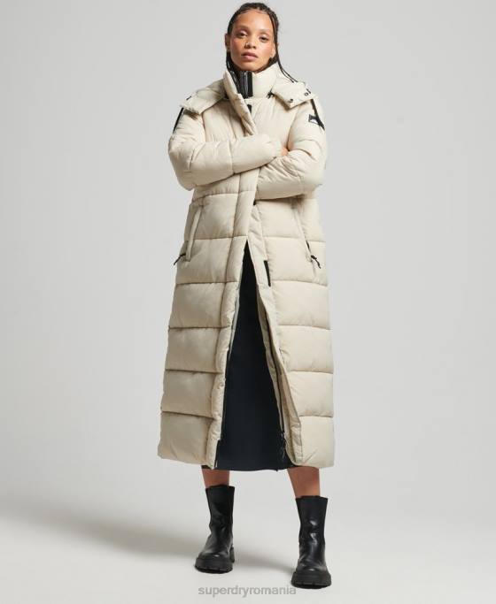 Superdry jachetă pufră cu paragate ripstop îmbrăcăminte bej femei JX0Z3756