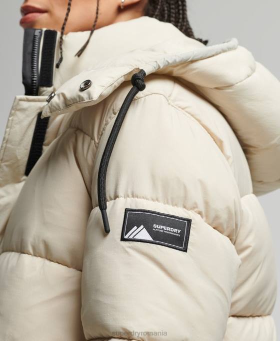Superdry jachetă pufră cu paragate ripstop îmbrăcăminte bej femei JX0Z3756