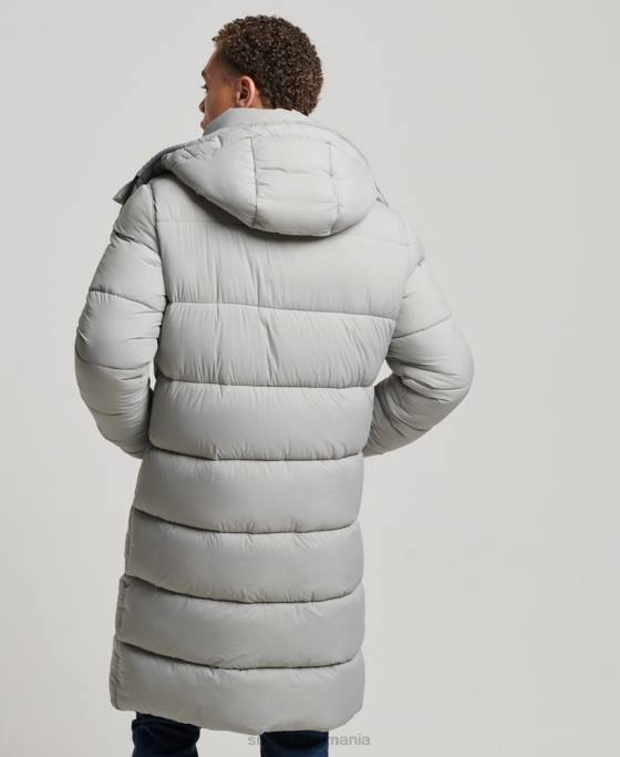 Superdry jachetă pufră cu paragate ripstop îmbrăcăminte gri deschis bărbați JX0Z1100