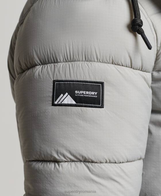 Superdry jachetă pufră cu paragate ripstop îmbrăcăminte gri deschis bărbați JX0Z1100