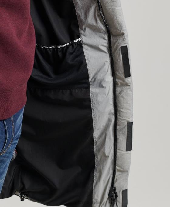 Superdry jachetă pufră cu paragate ripstop îmbrăcăminte gri deschis bărbați JX0Z1100