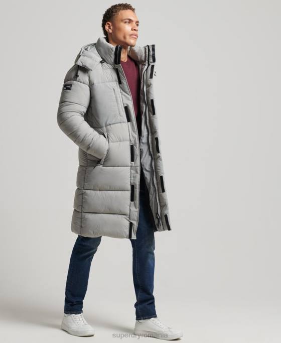 Superdry jachetă pufră cu paragate ripstop îmbrăcăminte gri deschis bărbați JX0Z1100
