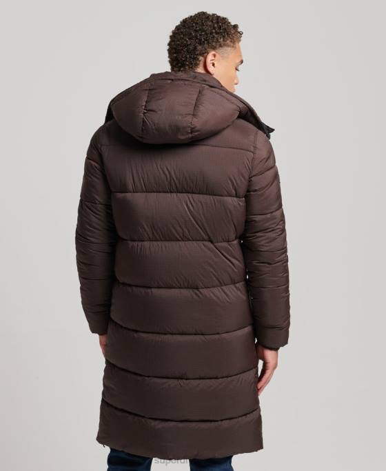 Superdry jachetă pufră cu paragate ripstop îmbrăcăminte maro bărbați JX0Z4454